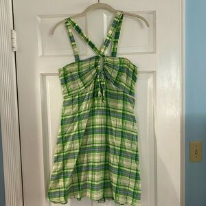 Urban Outfitters Green Plaid Halter Dress